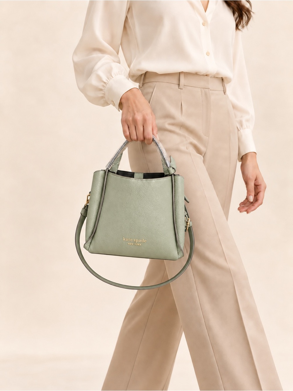 kate spade mint green leather satchel with removable strap